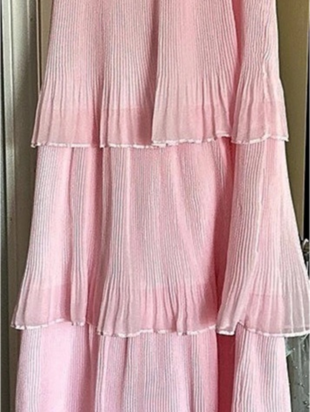 Lulus Beauty Icon Pink Satin Pleated Tiered Lace-Up Maxi Dress XS
